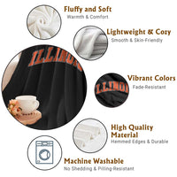 Illinois Sports Fan Throw Blanket Vintage Orange Blue Throwback Text IL State
