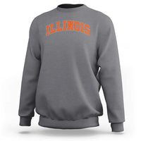 Illinois Sports Fan Sweatshirt Vintage Orange Blue Throwback Text IL State
