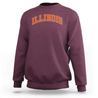 Illinois Sports Fan Sweatshirt Vintage Orange Blue Throwback Text IL State