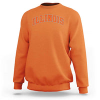 Illinois Sports Fan Sweatshirt Vintage Orange Blue Throwback Text IL State