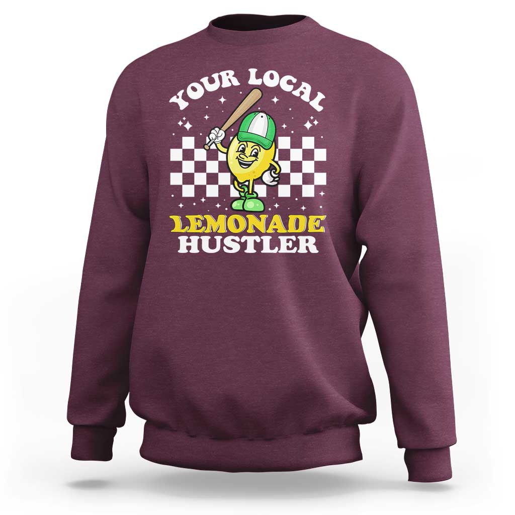 Maroon crewneck sweatshirt with 'Lemonade Hustler' front graphic