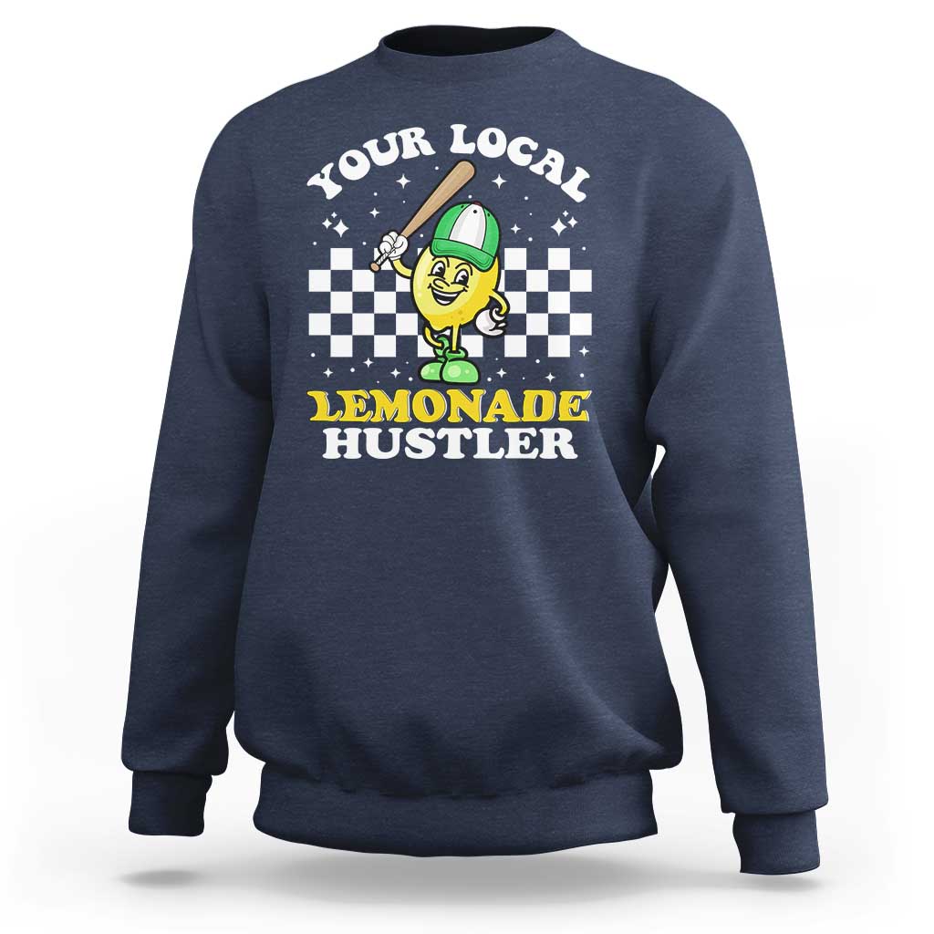 Navy crewneck sweatshirt with 'Lemonade Hustler' front graphic