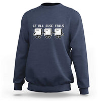 Navy sweatshirt with “If all else fails” Ctrl Alt Del keyboard graphic