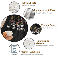Big Fan Of Human Rights Throw Blanket Retro Flowers - Wonder Print Shop