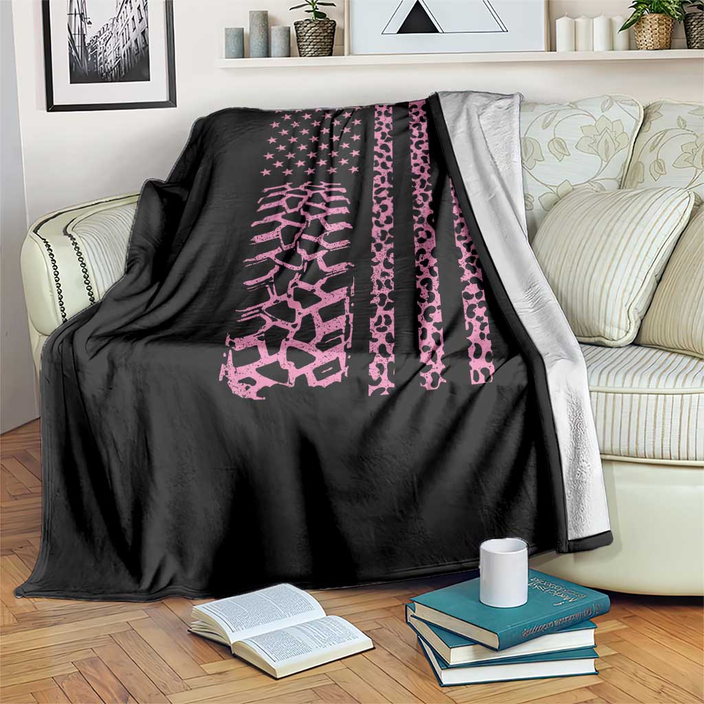 Off Road Car Wheel Pink Leopard Print American Flag Throw Blanket - Wonder Print Shop