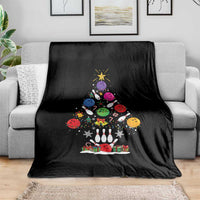 Funny Bowling Christmas Tree Lights Xmas Bowler Throw Blanket - Wonder Print Shop
