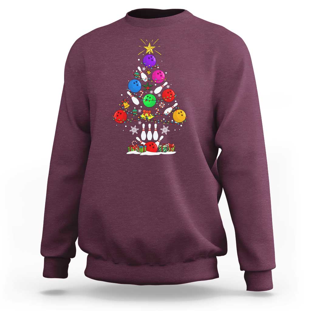 Funny Bowling Christmas Tree Lights Xmas Bowler Sweatshirt - Wonder Print Shop