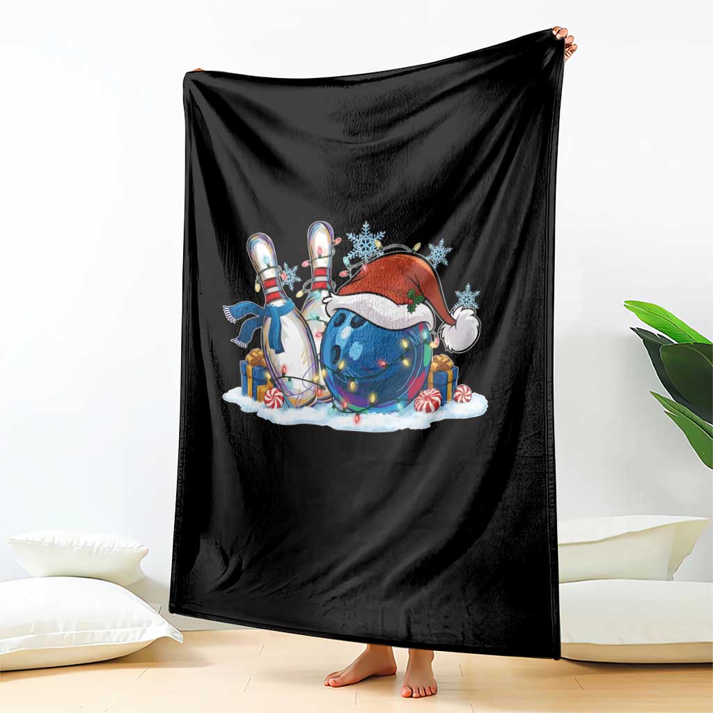Funny Christmas Bowling Santa Hat Xmas Bowler Throw Blanket - Wonder Print Shop