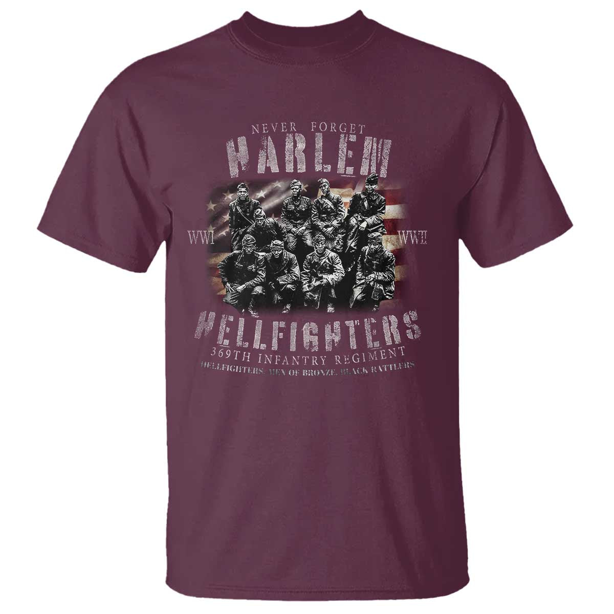 Never Forget Harlem Hellfighters T Shirt Vintage American Flag
