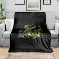 Funny Dabbing Alligator 67 Mardi Gras Six Seven Meme Throw Blanket
