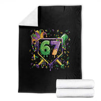 Funny Baseball Mardi Gras 67 Ice Cream Drip Throw Blanket Six Seven Meme Carnival