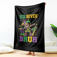 Funny 67 Mardi Gras Throw Blanket Six Seven Bruh Dabbing Jester
