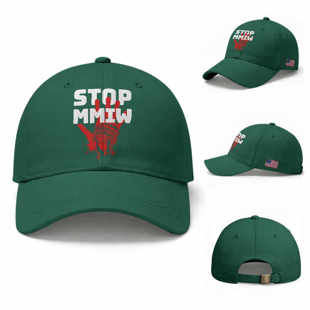 Indigenous Women Awareness Baseball Cap Stop MMIW Red Handprint Graphic