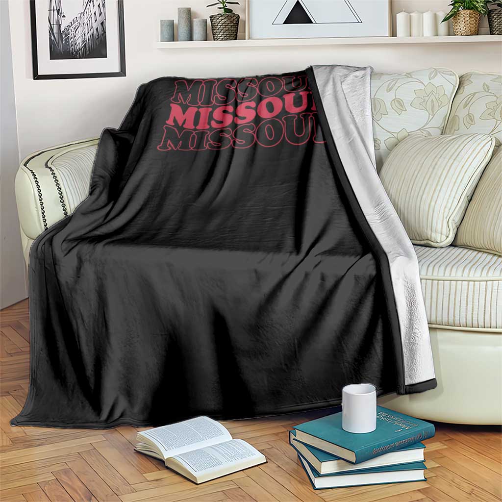 Retro Missouri State Pride Throw Blanket Groovy Wavy Typography