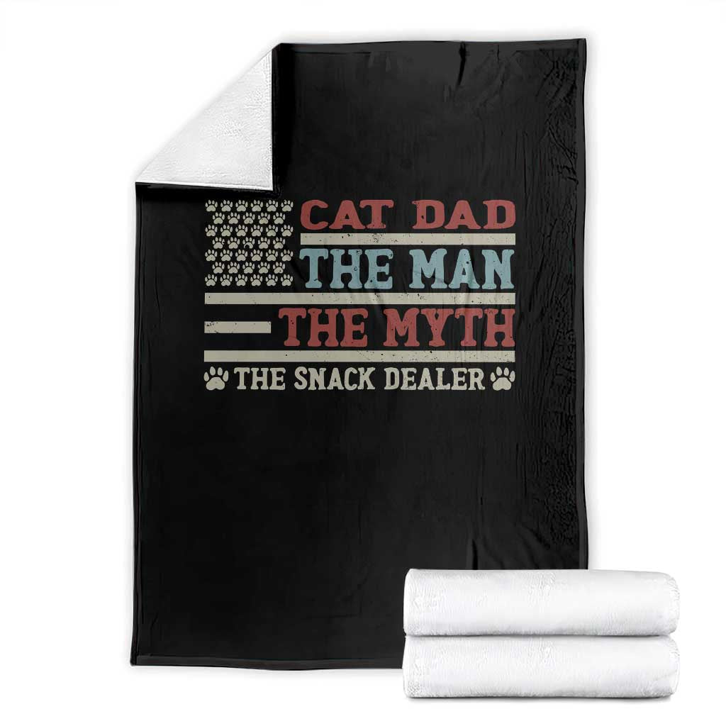 Vintage USA Cat Dad Throw Blanket The Man The Myth The Snack Dealer