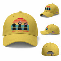 Funny Vintage Black Cat Introvert Baseball Cap Rock Paper Scissors Paw