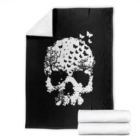 Dark Gothic Graphic Skull Floral Butterfly Throw Blanket