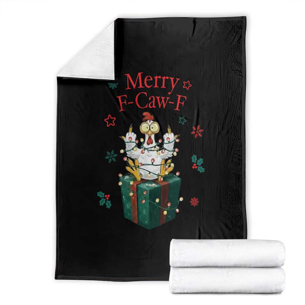 Merry F-Caw-F Chicken Throw Blanket Funny Christmas Gift - Wonder Print Shop