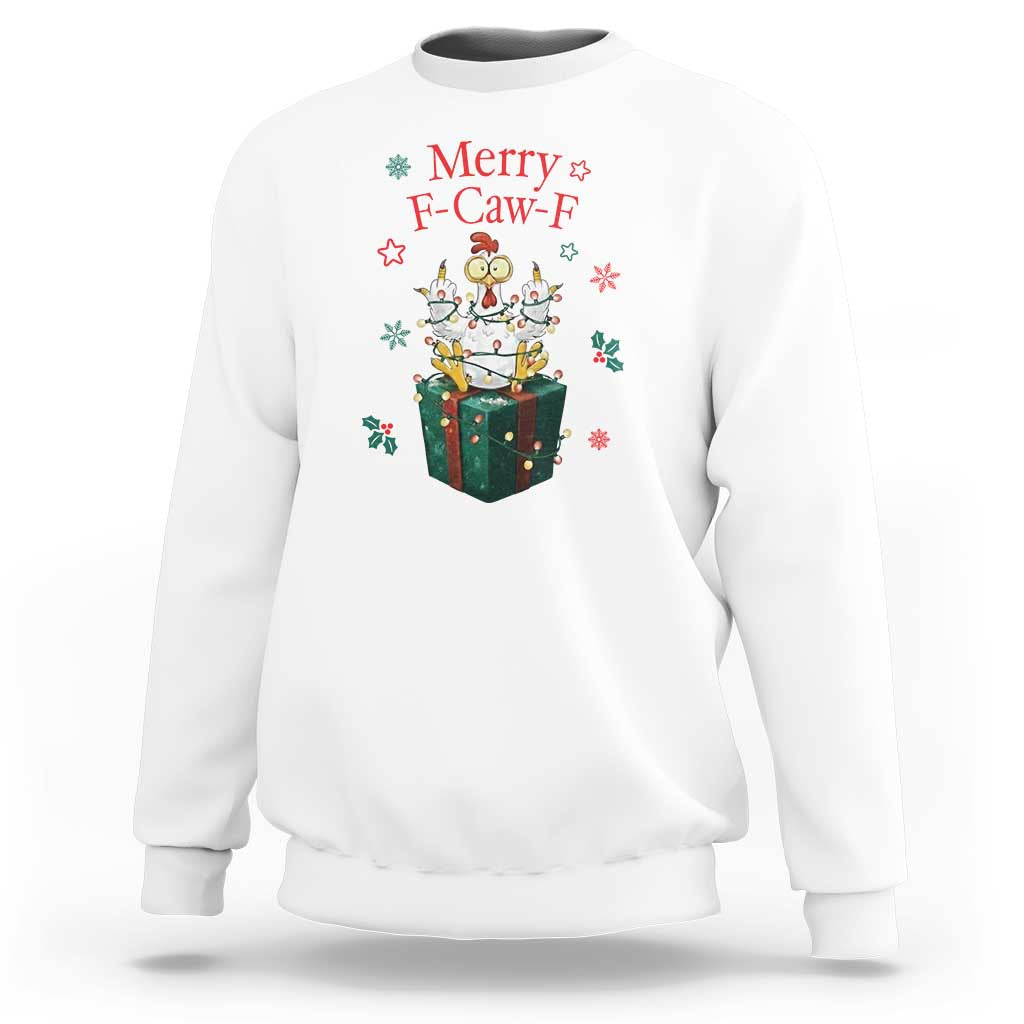 Merry F-Caw-F Chicken Sweatshirt Funny Christmas Gift - Wonder Print Shop