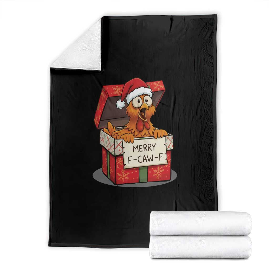 Merry F Caw F Santa Chicken Throw Blanket Funny Christmas Gift - Wonder Print Shop