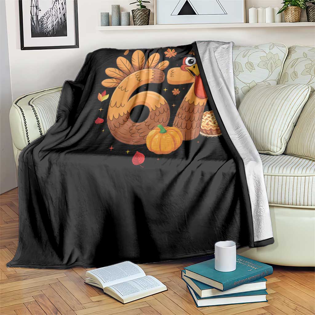 Funny Turkey Six And Seven Meme Throw Blanket Thanksgiving Gift - Wonder Print Shop