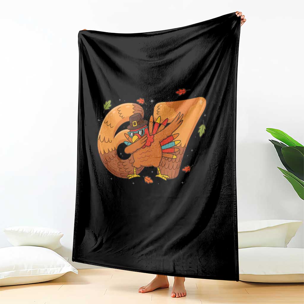 Thanksgiving Turkey Dabbing Throw Blanket Six Seven Meme Trending Gift - Wonder Print Shop
