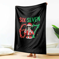 Funny Santa Skeleton Says Six Seven Throw Blanket Christmas Meme Gift - Wonder Print Shop