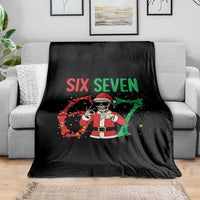 Funny Santa Skeleton Says Six Seven Throw Blanket Christmas Meme Gift - Wonder Print Shop