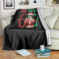 Funny Santa Skeleton Says Six Seven Throw Blanket Christmas Meme Gift - Wonder Print Shop