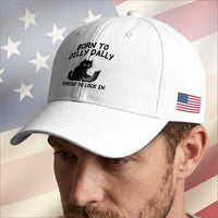 Funny Black Cat Baseball Cap Born To Dilly Dally Forced To Lock In