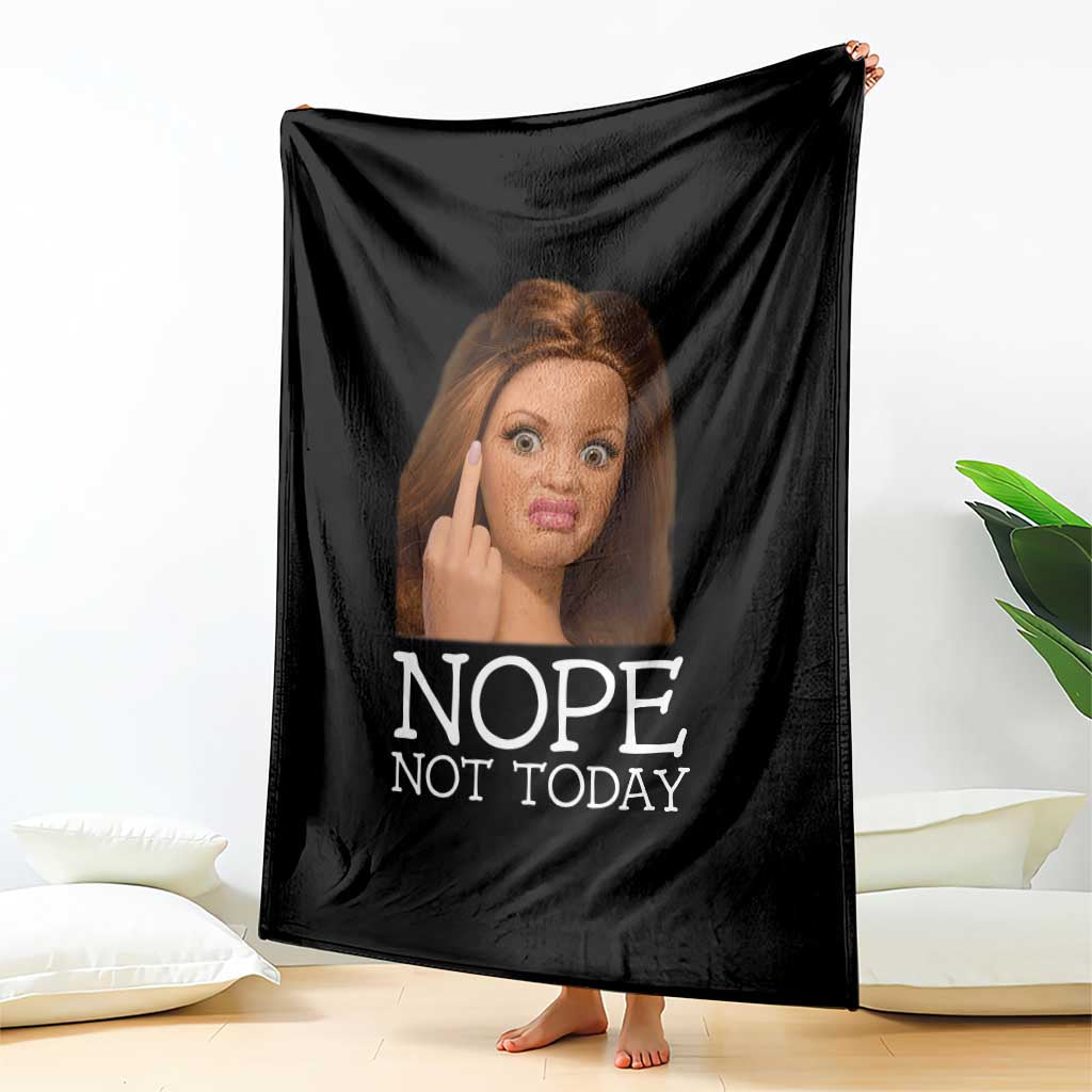 Funny Doll Face Disgusted Throw Blanket Nope Not Today Meme