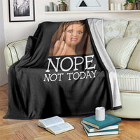 Funny Doll Face Disgusted Throw Blanket Nope Not Today Meme