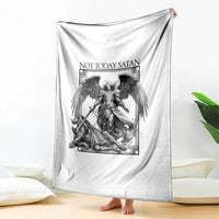 Funny Saint Michael Defeating Satan Throw Blanket Not Today Satan