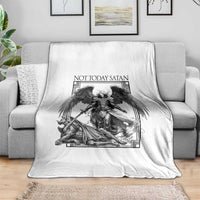 Funny Saint Michael Defeating Satan Throw Blanket Not Today Satan