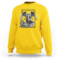 Funny Saint Michael Defeating Satan Sweatshirt Not Today Satan