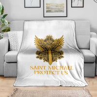 Vintage Catholic Saint Michael Protect Us Throw Blanket Religious Gift