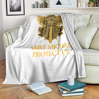 Vintage Catholic Saint Michael Protect Us Throw Blanket Religious Gift