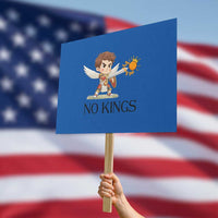 No Kings Protest Sign Funny Saint Michael Topples The Crown