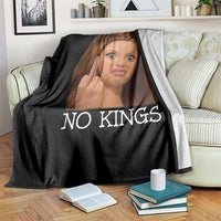 No Kings Throw Blanket Funny Disgusted Doll Face Meme