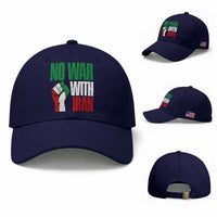 No War With Iran Baseball Cap Peace Activist Gift