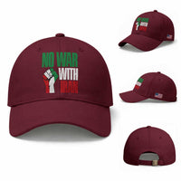 No War With Iran Baseball Cap Peace Activist Gift