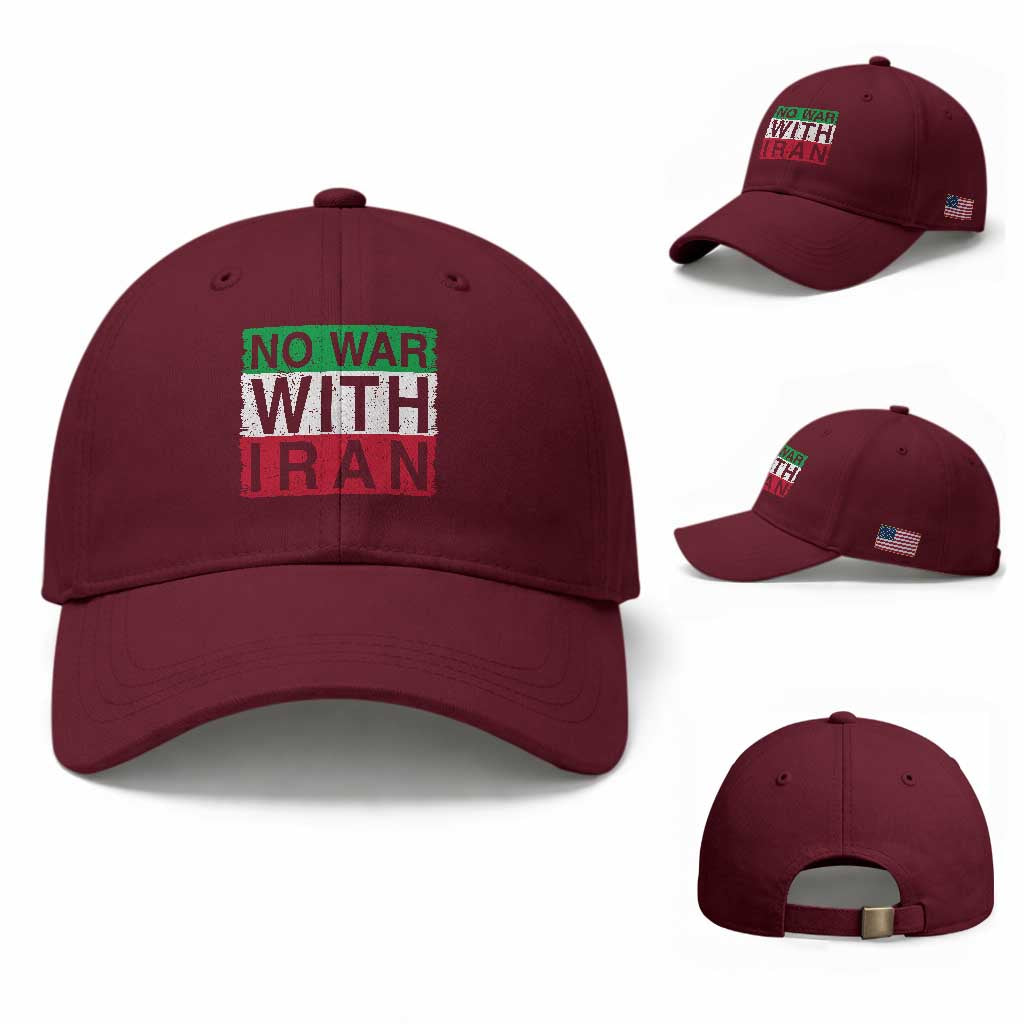 No War With Iran Baseball Cap Solidarity With Iranian People Peace