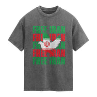 Freedom Dove Flag Washed Cotton T-Shirt Peaceful Iran Support