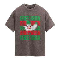 Freedom Dove Flag Washed Cotton T-Shirt Peaceful Iran Support