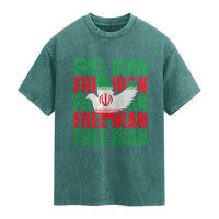 Freedom Dove Flag Washed Cotton T-Shirt Peaceful Iran Support