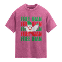 Freedom Dove Flag Washed Cotton T-Shirt Peaceful Iran Support