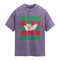 Freedom Dove Flag Washed Cotton T-Shirt Peaceful Iran Support