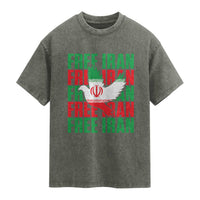 Freedom Dove Flag Washed Cotton T-Shirt Peaceful Iran Support