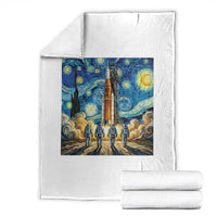 Lunar Mission Astronaut Starry Night Throw Blanket Space Lover Gift