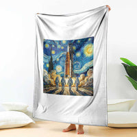 Lunar Mission Astronaut Starry Night Throw Blanket Space Lover Gift